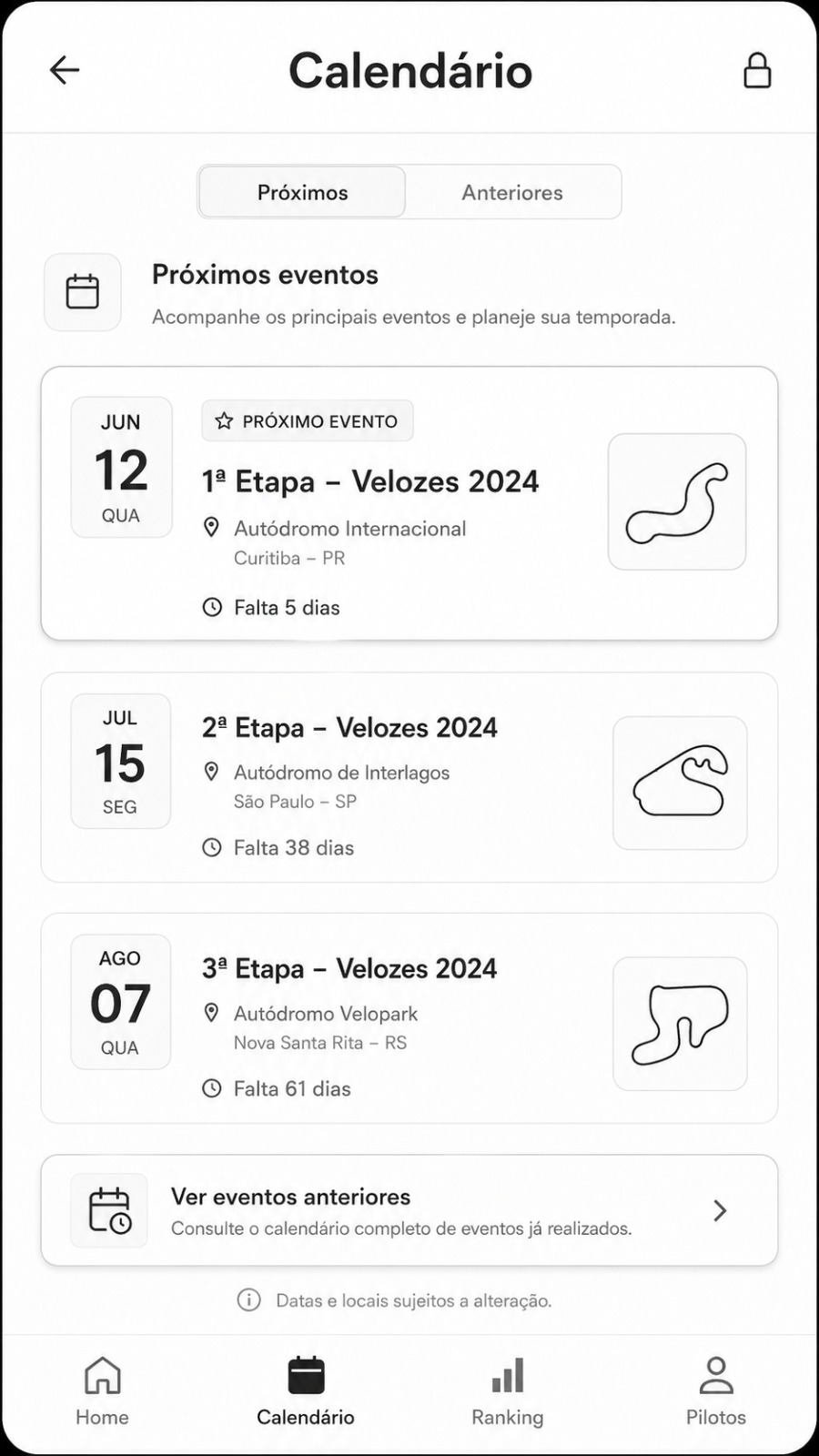 Wireframe Calendário
